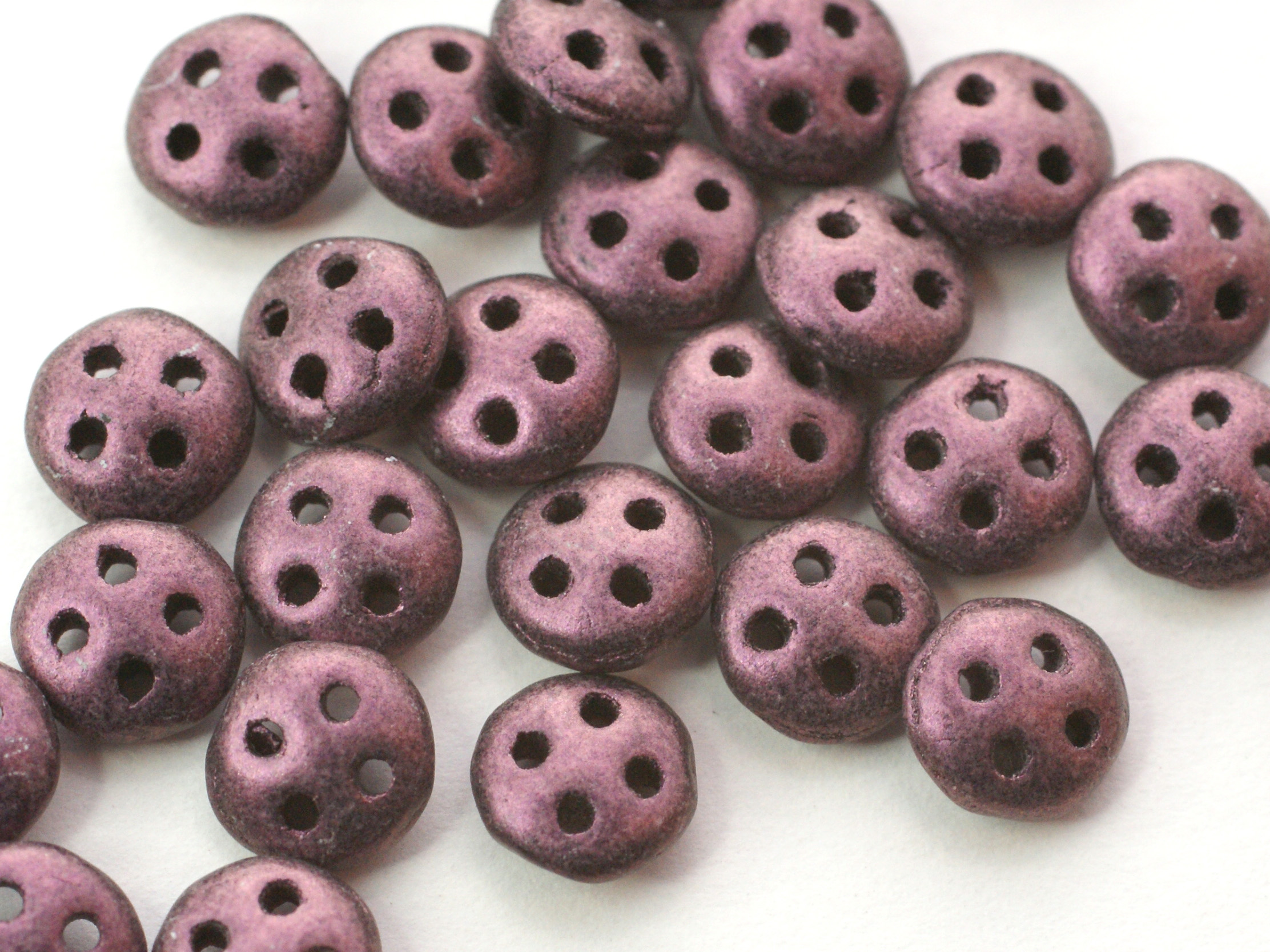 30 st Czechmates QuadraLentils, 6x2 mm, Metallic Suede - Pink