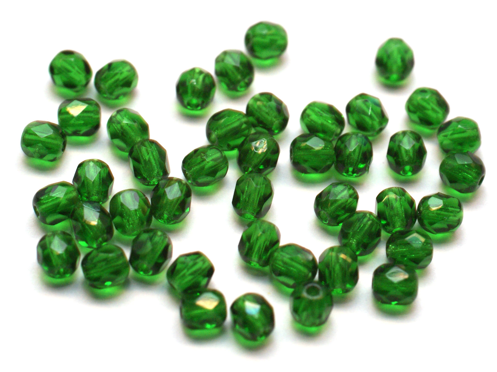 50 st 4 mm Firepolished, Green Emerald