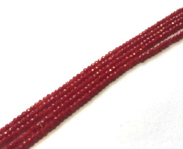 Ca 180 st Chinese Cut Beads, 1 mm, Dark Red Coral