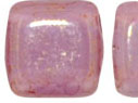 25 st Tile Beads 6x6 mm, Pink/Topaz Luster - Milky Alexandrite