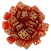 30 st Czechmates QuadraTile, 6x6x2 mm, Sueded Gold Ruby