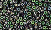 5 g Matubo Seedbeads 8/0, Jet Vitrail Green Full