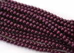  150 st 3 mm runda glasprlor i prlemor, Matte Grape Satin 