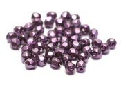 50 st 3 mm Firepolished, Jet Heavy Metal Dark Magenta