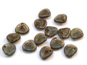 1 st Rosepetal 8 x 7 mm, Milky Peridot-Bronze Picasso