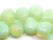 1 st Pearshaped Drop, 12 x 16 mm, Milky Light Peridot