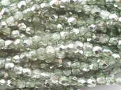 50 st Firepolished, 3 mm, Crystal Sea Foam Metallic Ice