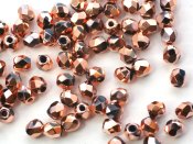 50 st Firepolished, 3 mm, Jet Capri Gold Full
