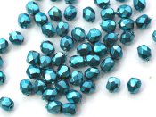 50 st Firepolished, 3 mm, Jet Heavy Metal Turquoise