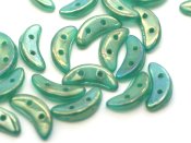 50 st Czechmates Cresent, 3x10 mm, Luster Iris -  Atlantis Green