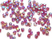 50 st Delara Crystal MC Bicone, 3 mm, Fuchsia 2xAB