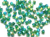 50 st Delara Crystal MC Bicone, 3 mm, Medium Emerald2xAB 50 st Delara Crystal MC Bicone, 3 mm, Medium Emerald2xAB