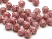 50 st Firepolished, 4 mm, Chalk White Teracota Purple