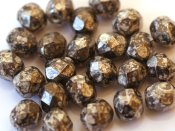 25 st Firepolished, 6 mm, Crystal Antique Chrome