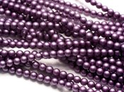 120 st 4 mm runda glasprlor i prlemor, Matte Plum Satin