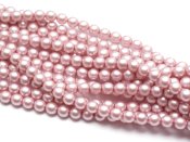 25 st 6 mm runda glasprlor i prlemor, Matte Antique Pink Satin