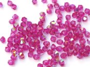 50 st Preciosa MC Bicone, 3 mm, Fuchsia AB