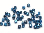 50 st Firepolished 2 mm, Crystal Aqua Metallic Ice