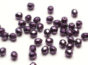 50 st Firepolished, 4 mm, Jet Heavy Dark Magenta