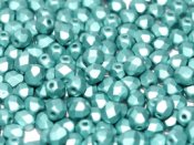 25 st Firepolished, 6 mm, Alabaster Metallic Emerald