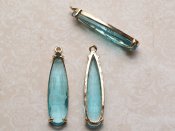 1 st guldinfattad droppe, 32x8x4 mm, Aqua