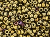 5 g Matubo Seedbeads 8/0, Matte Metallic Gold Iris