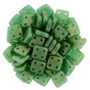 30 st Czechmates QuadraTile, 6x6x2 mm, Sueded Gold Atlantis Gree