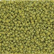 10 g 15/0 Seedbeads, Frosted Opaque Glaze Rainbow Olive