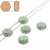 30 st Honeycomb, 6 mm, Chalk Light Green Luster