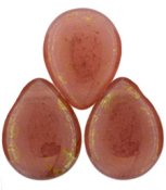 1 st Pearshaped Drop, 12 x 16 mm, Pink/Topaz Luster - Milky Pink