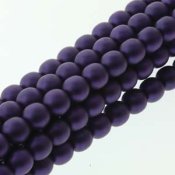 120 st 4 mm runda glasprlor i prlemor, Matt Purple