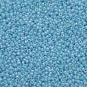 10 g 15/0 Seedbeads, Opaque Light Blue Lustered