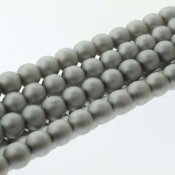 25 st 6 mm runda glasprlor i prlemor, Matt Silver