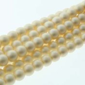25 st 6 mm runda glasprlor i prlemor, Matt Cream
