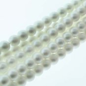 25 st 6 mm runda glasprlor i prlemor, Matt White