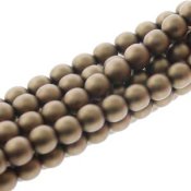 25 st 6 mm runda glasprlor i prlemor, Matt Antique Gold