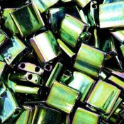 5 g Tila Beads, Metallic Green Iris