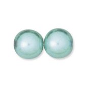 25 st 6 mm runda glasprlor i prlemor, Aqua
