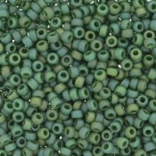10 g 8/0 Seedbeads, Frosted Opaque Glaze Rainbow Green