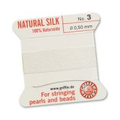 2 m Prlsilke, No 3, 0,5 mm, Vit