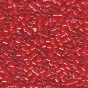 5 g 11/0 Delica, White Lined Flame Red AB