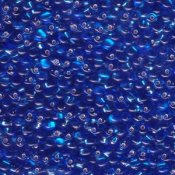 10 g Drops 3,4 mm, Transparant Silverlined Sapphire Blue