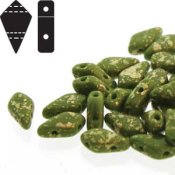 20 st Kite 9x5 mm, Gold Splash Opaque Wasabi