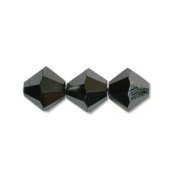 50 st Preciosa MC Bicone, 4 mm, Jet Hematite
