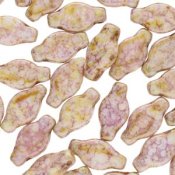 20 st Navette 6x12 mm, White Opal Lila Gold Luster