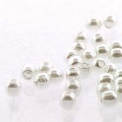 150 st 2 mm runda glasprlor i prlemor, White
