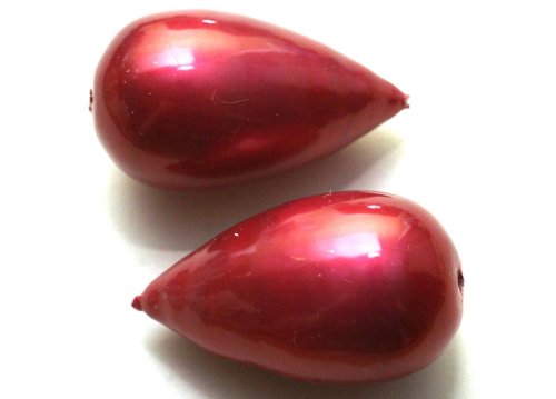 1 st Paper Mache Droppe, 40x23 mm, Shiny Bordeaux