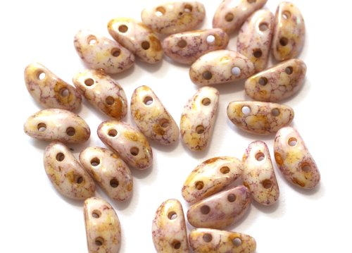 25 st Mobyduo, 3x8 mm, Chalk White Lila Gold Luster