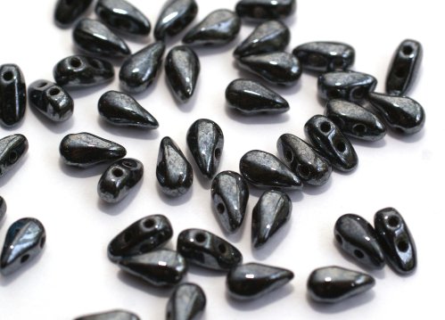30 st DropDuo, 3x6 mm, Jet Hematite