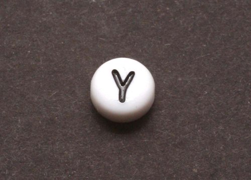 1 st vit bokstavsprla i acryl, 7 mm, Y